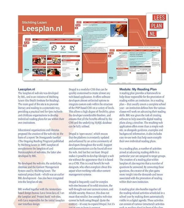 Stichting Lezen Leesplan Brochure