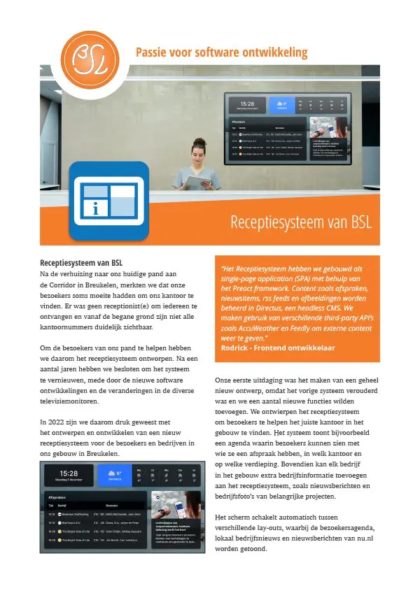 reception system brochure