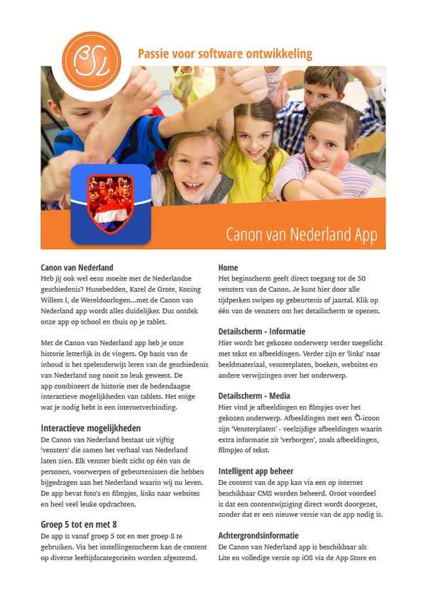 Canon van Nederland app brochure